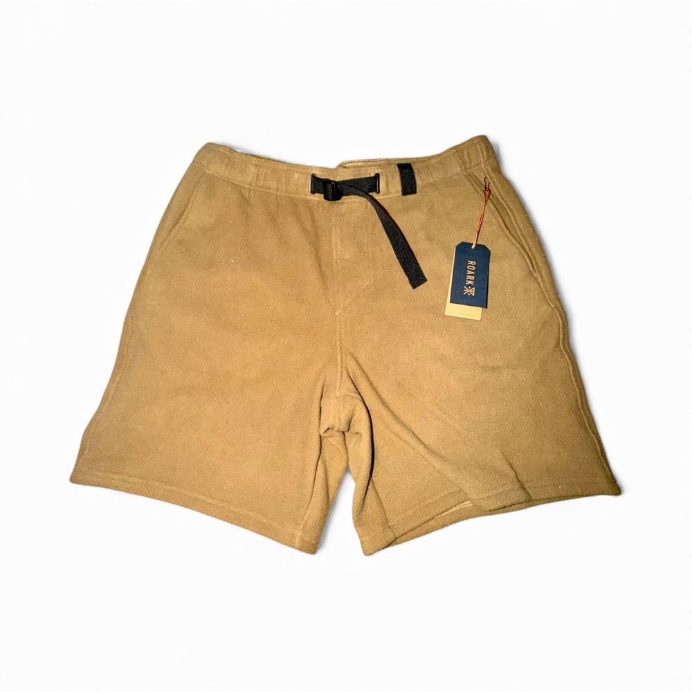 Roark Campover Insulated Shorts‎ Mens Tan Fleece Belted Pockets, Size L, NWT
